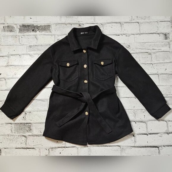 SHEIN Clasi Flap Detail Single Breasted Belted Overcoat - Picture 5 of 10